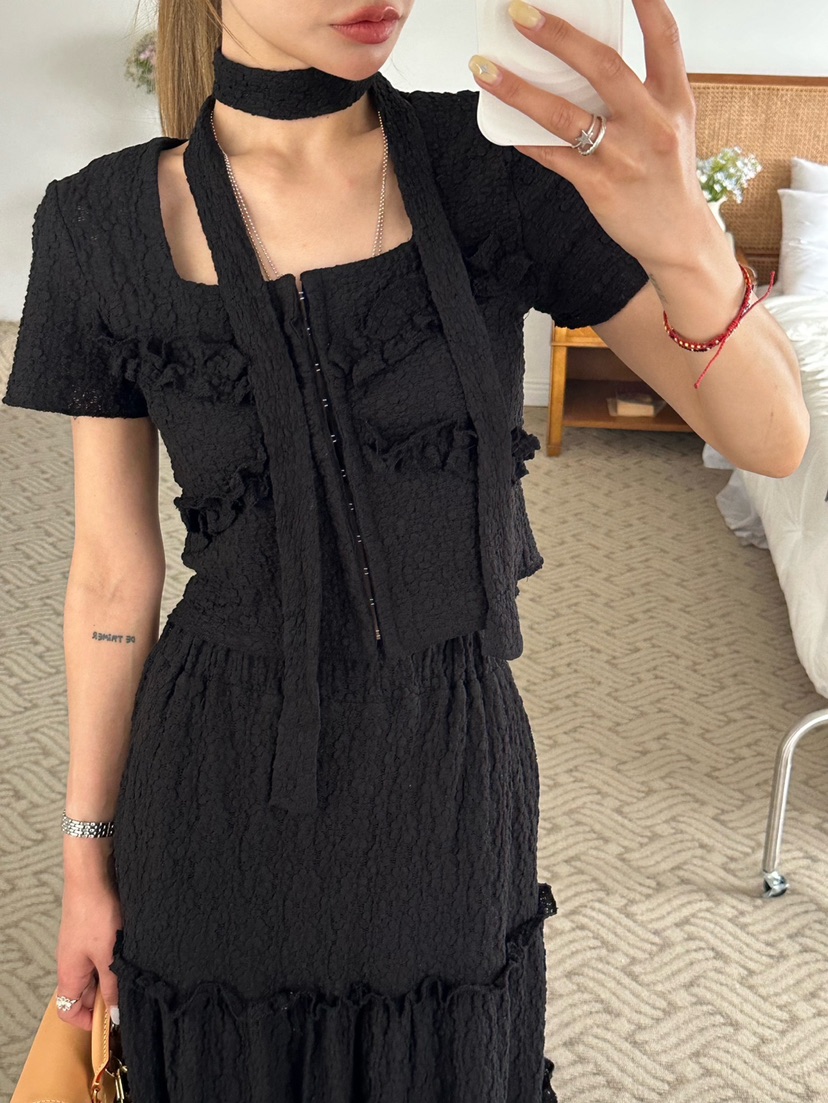 ZEROZERO韓國代購㊣女裝新款人氣時尚真品襯衫蕾絲衫含脖帶ZEROZERO襯衫/蕾絲衫圖色2