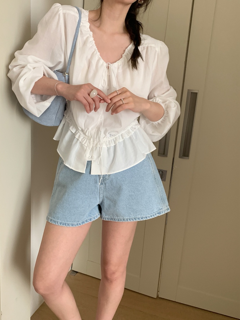 MELLOUNGE-멜라운지-T東大門㊣代購女裝新款職業襯衫蕾絲衫MELLOUNGE-T襯衫/蕾絲衫