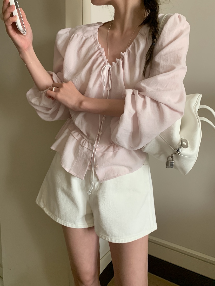 MELLOUNGE-멜라운지-T東大門㊣代購女裝新款職業襯衫蕾絲衫MELLOUNGE-T襯衫/蕾絲衫