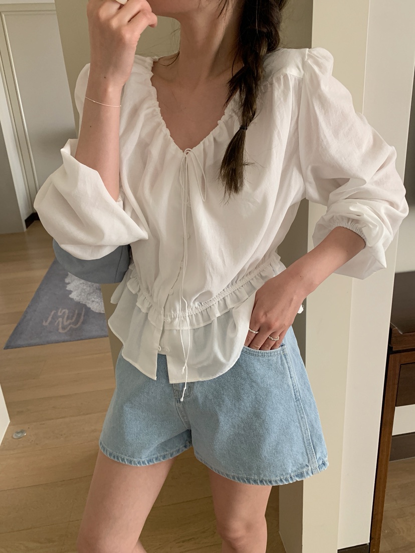 MELLOUNGE-멜라운지-T東大門㊣代購女裝新款職業襯衫蕾絲衫MELLOUNGE-T襯衫/蕾絲衫