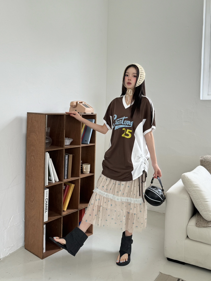 MAISONDEGLORY東大門㊣實拍女裝新品推薦休閑真品25春夏T恤網眼MAISON DE GLORYT恤