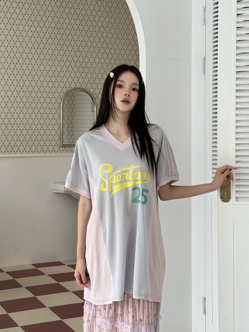 MAISONDEGLORY東大門㊣實拍女裝新品推薦休閑真品25春夏T恤網眼MAISON DE GLORYT恤圖色2