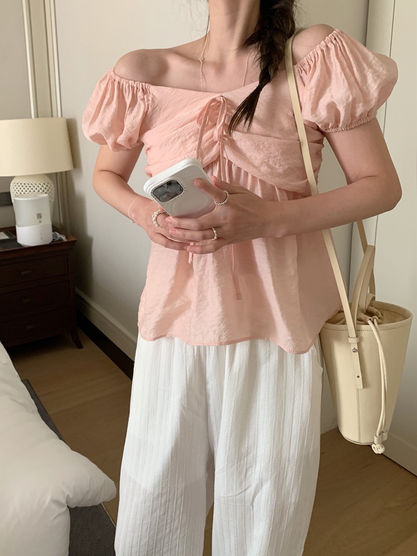 MELLOUNGE-멜라운지-T東大門㊣實拍女士新款休閑襯衫蕾絲衫MELLOUNGE-T襯衫/蕾絲衫