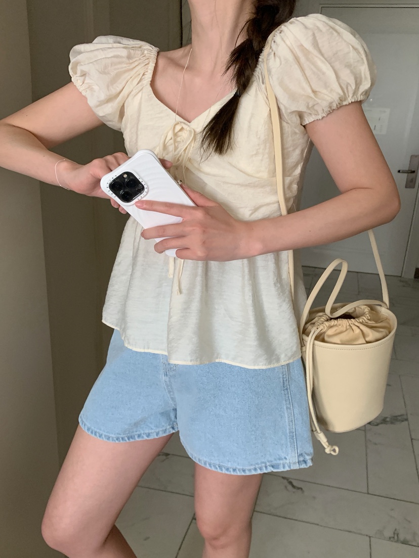 MELLOUNGE-멜라운지-T東大門㊣實拍女士新款休閑襯衫蕾絲衫MELLOUNGE-T襯衫/蕾絲衫