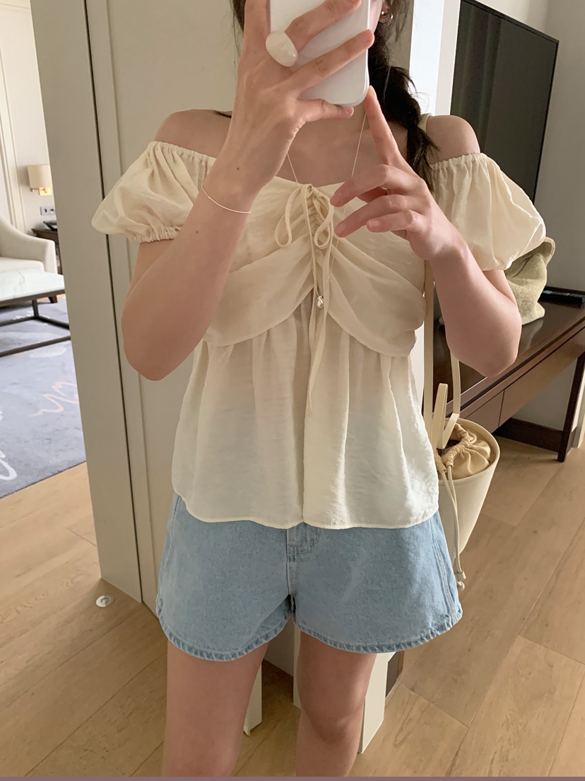 MELLOUNGE-멜라운지-T東大門㊣實拍女士新款休閑襯衫蕾絲衫MELLOUNGE-T襯衫/蕾絲衫