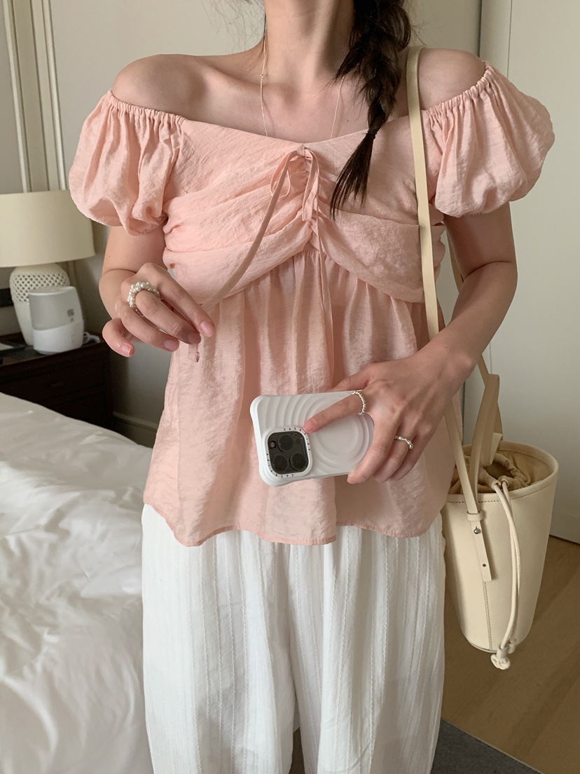 MELLOUNGE-멜라운지-T東大門㊣實拍女士新款休閑襯衫蕾絲衫MELLOUNGE-T襯衫/蕾絲衫圖色2