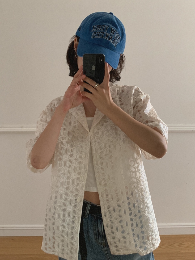 SLAT東大門㊣直郵女士新款休閑真品25春夏時尚職業襯衫蕾絲衫SLAT襯衫/蕾絲衫