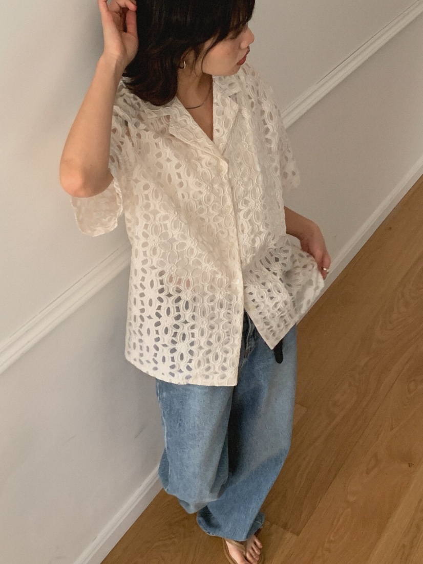 SLAT東大門㊣直郵女士新款休閑真品25春夏時尚職業襯衫蕾絲衫SLAT襯衫/蕾絲衫