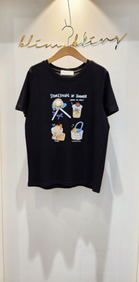 RICO韓國直郵㊣女士新款推薦職業休閑熱賣時尚人氣25春夏T恤bling bling/RICOT恤圖色1