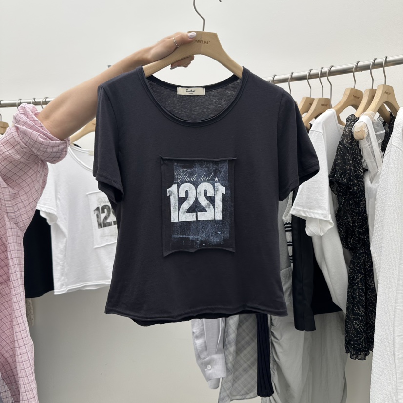 TWELVE韓國代購㊣女士新款職業熱賣25春夏時尚人氣推薦真品T恤TWELVET恤圖色2