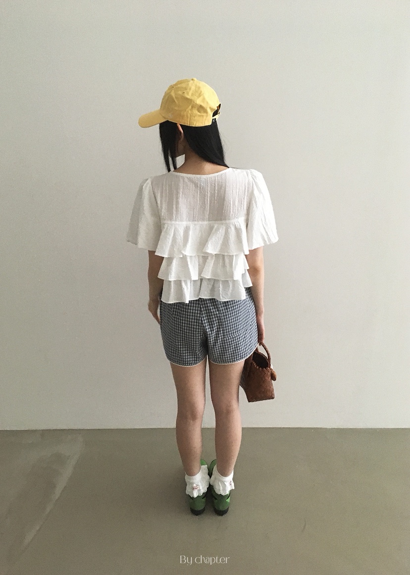 BY CHAPTER韓國直郵㊣女裝新款時尚人氣休閑襯衫蕾絲衫荷葉邊Chapter襯衫/蕾絲衫