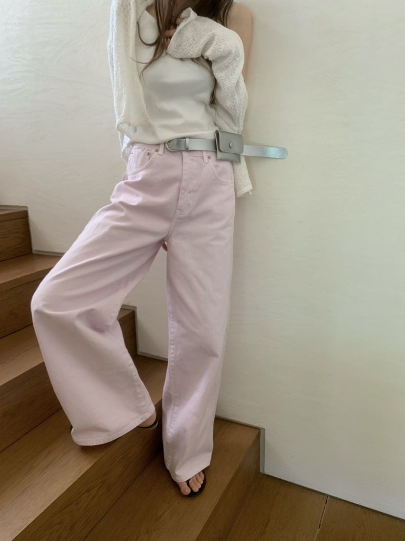 SHOP POSTER韓國代購㊣女士新款25春夏真品推薦牛仔褲刺繡SHOP_POSTER牛仔褲