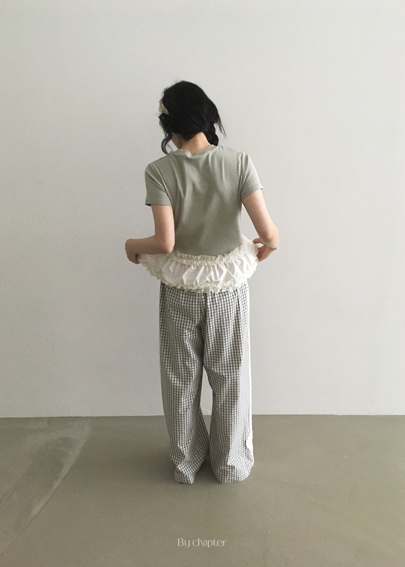 BY CHAPTER東大門㊣實拍女裝新款真品休閑熱賣職業T恤荷葉邊ChapterT恤