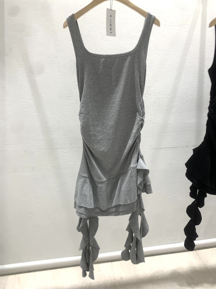 JIMMY東大門㊣代購女裝新品真品25春夏休閑職業連衣裙荷葉邊JIMMY/REMAKE連衣裙