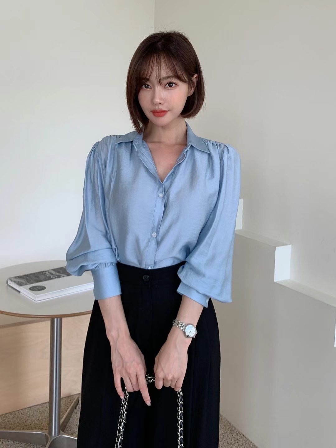 MARID韓國代購㊣女裝新品人氣休閑推薦時尚真品職業襯衫蕾絲衫MARID襯衫/蕾絲衫
