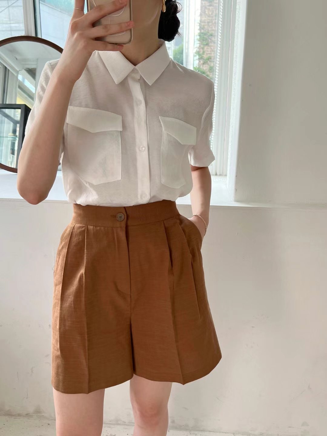 MARID東大門㊣實拍女士新款職業休閑人氣真品襯衫蕾絲衫口袋MARID襯衫/蕾絲衫圖色3