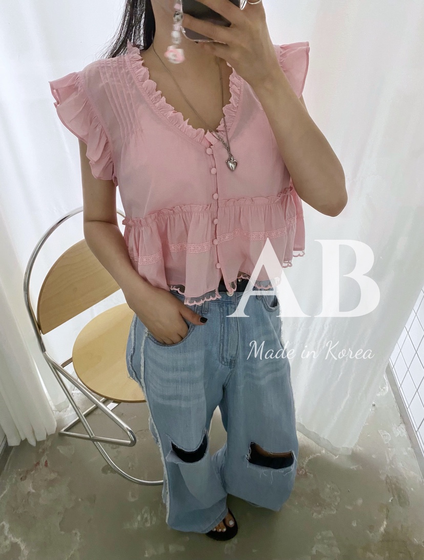 AB東大門㊣代購女裝新品人氣熱賣休閑推薦25春夏襯衫蕾絲衫AB襯衫/蕾絲衫