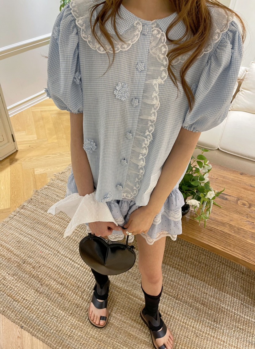 BOUTIQUE-L韓國直郵㊣女裝新款休閑時尚職業25春夏襯衫蕾絲衫BOUTIQUE-L襯衫/蕾絲衫