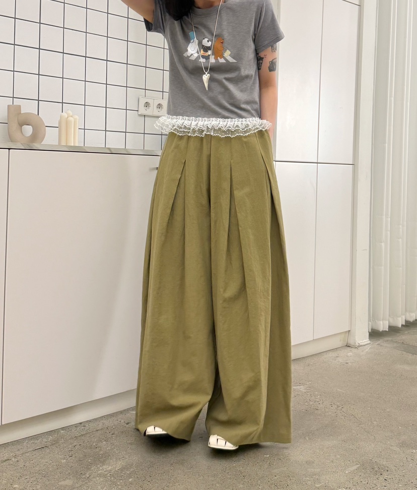 PARSLEY韓國代購㊣女裝新品人氣推薦真品25春夏休閑休閑褲亞麻Daze休閑褲