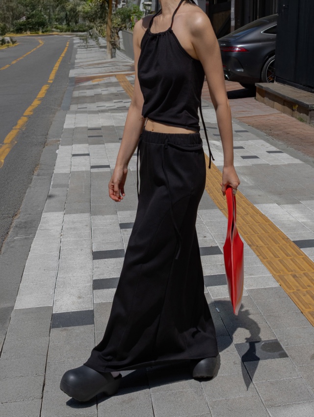 BOOMBINE韓國代購㊣女士新款推薦人氣職業休閑真品長裙含腰繩BOOMBINE長裙