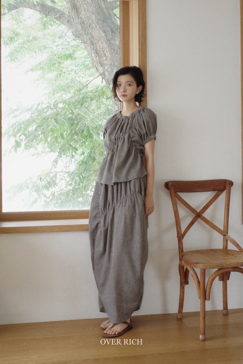 OVER RICH東大門㊣代購女士新品時尚熱賣推薦25春夏休閑長裙OVER RICH長裙
