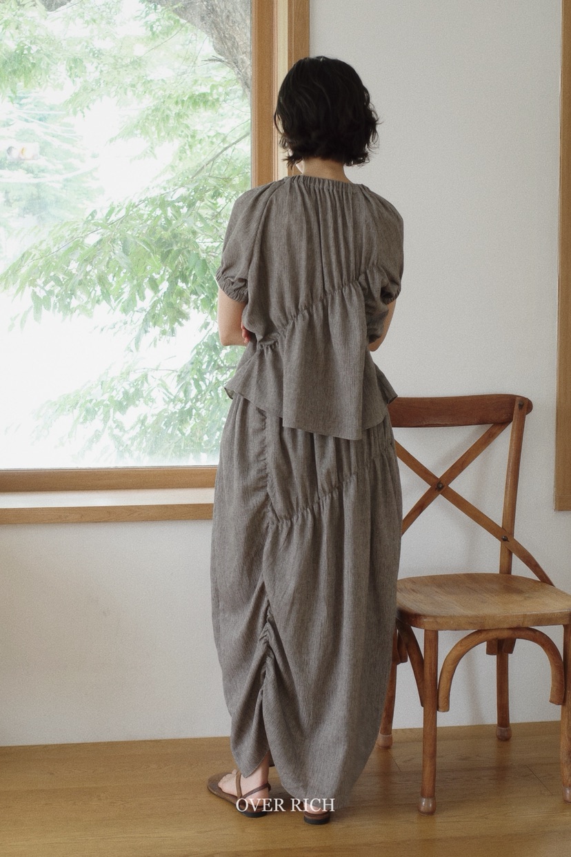 OVER RICH東大門㊣代購女士新品時尚熱賣推薦25春夏休閑長裙OVER RICH長裙