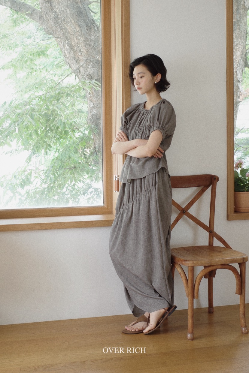 OVER RICH東大門㊣代購女士新品時尚熱賣推薦25春夏休閑長裙OVER RICH長裙