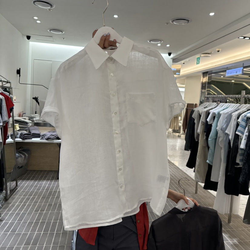 VIVE韓國代購㊣女士新款真品職業休閑時尚25春夏襯衫蕾絲衫亞麻VIVE襯衫/蕾絲衫