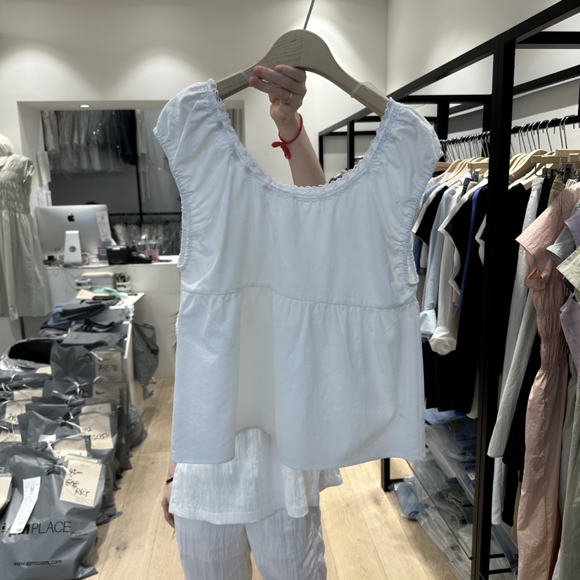 BRUNI/RICOTTA韓國代購㊣女士新品真品推薦職業吊帶背心褶皺BRUNI/RICOTTA吊帶/背心