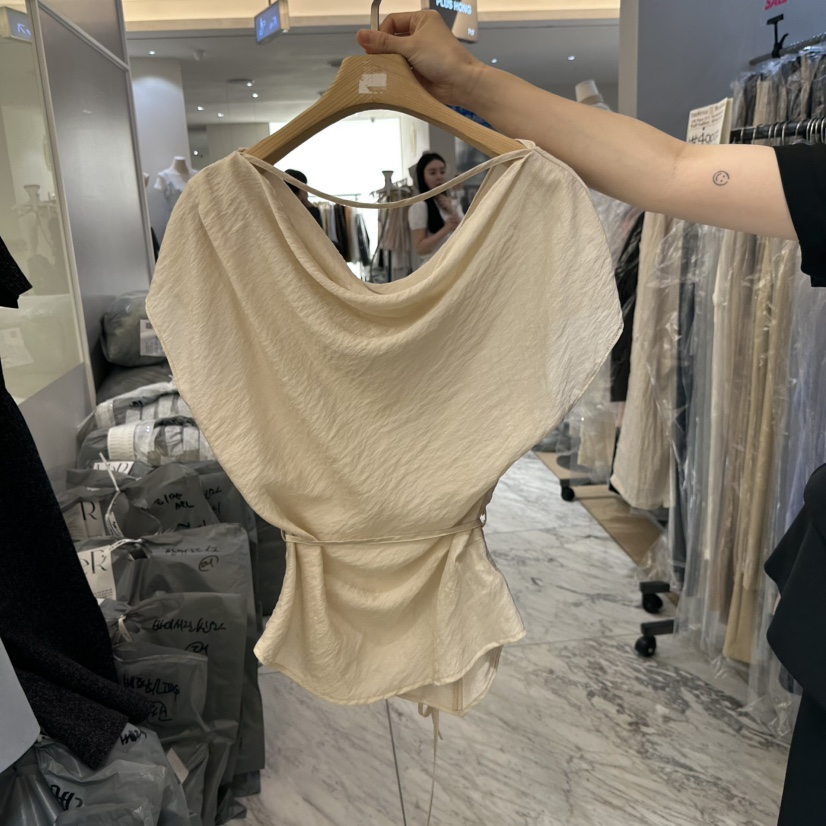 MER東大門㊣實拍女裝新品人氣職業真品25春夏襯衫蕾絲衫含腰繩MER/ANGELO BIANCO襯衫/蕾絲衫