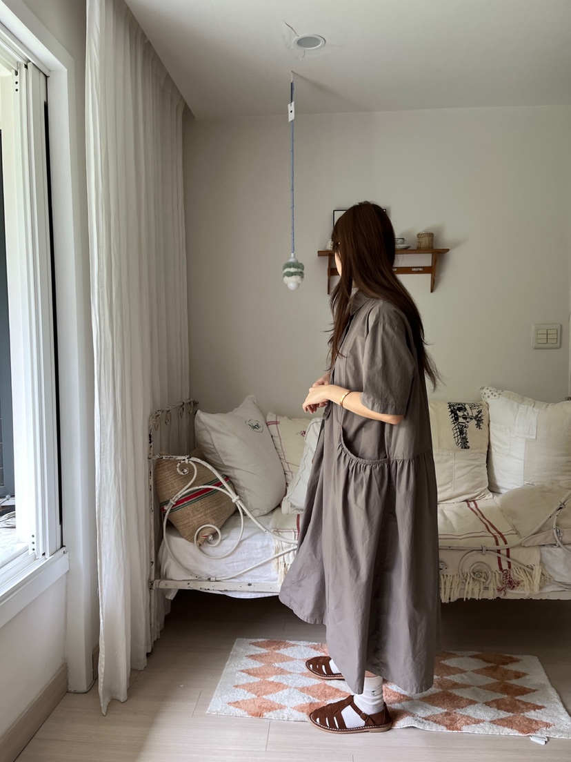 AT NOTE韓國代購㊣女士新款25春夏職業推薦連衣裙口袋棉質AT NOTE連衣裙
