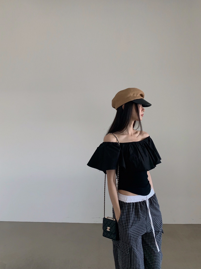 VERANDA東大門㊣直郵女裝新品推薦人氣襯衫蕾絲衫荷葉邊露肩VERANDA襯衫/蕾絲衫