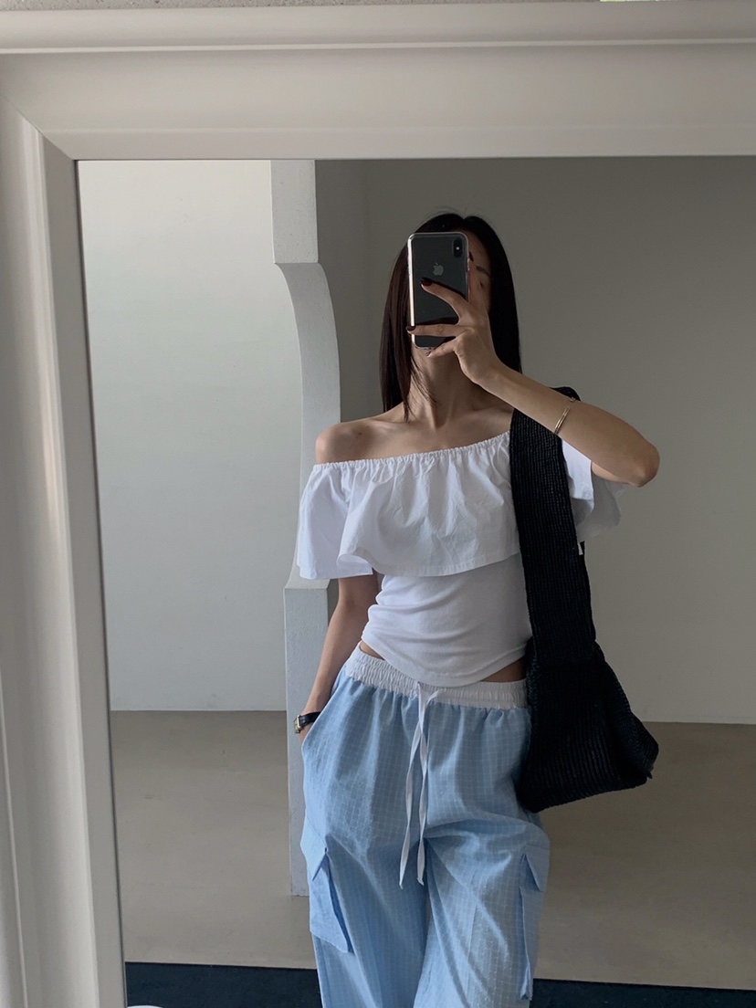 VERANDA東大門㊣直郵女裝新品推薦人氣襯衫蕾絲衫荷葉邊露肩VERANDA襯衫/蕾絲衫