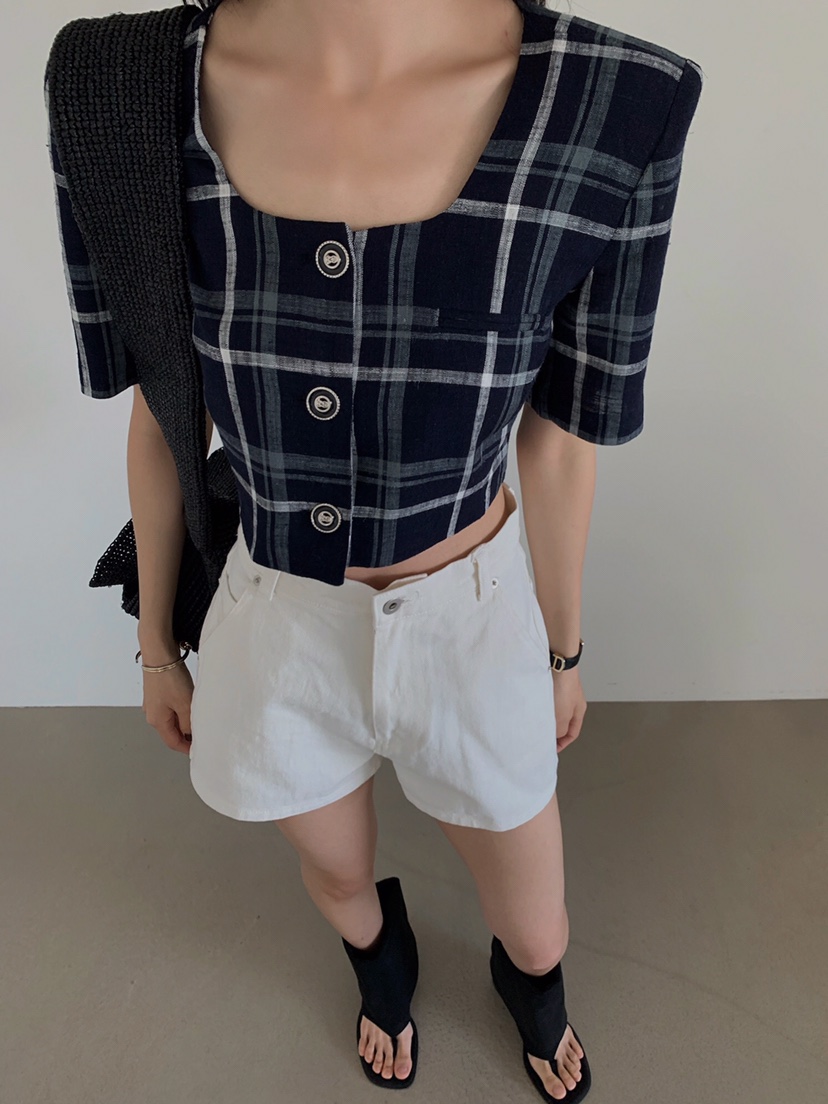 VERANDA東大門㊣直郵女裝新款熱賣人氣休閑25春夏夾克格紋亞麻VERANDA夾克