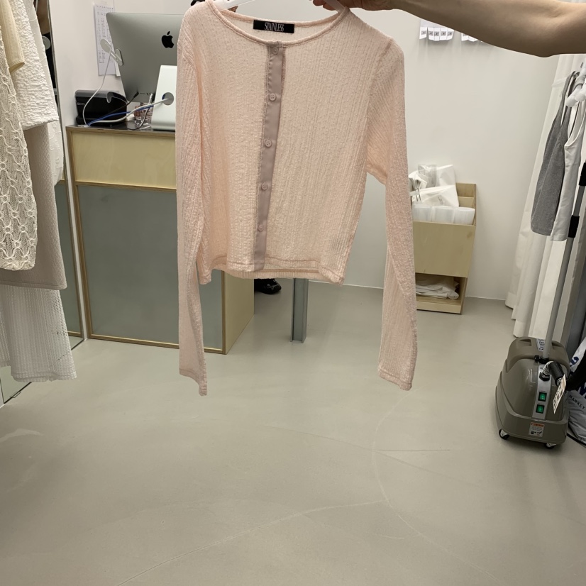 STAINLESS東大門㊣實拍女士新品休閑職業推薦長袖T恤開衫緞面STAINLESS長袖T恤圖色2