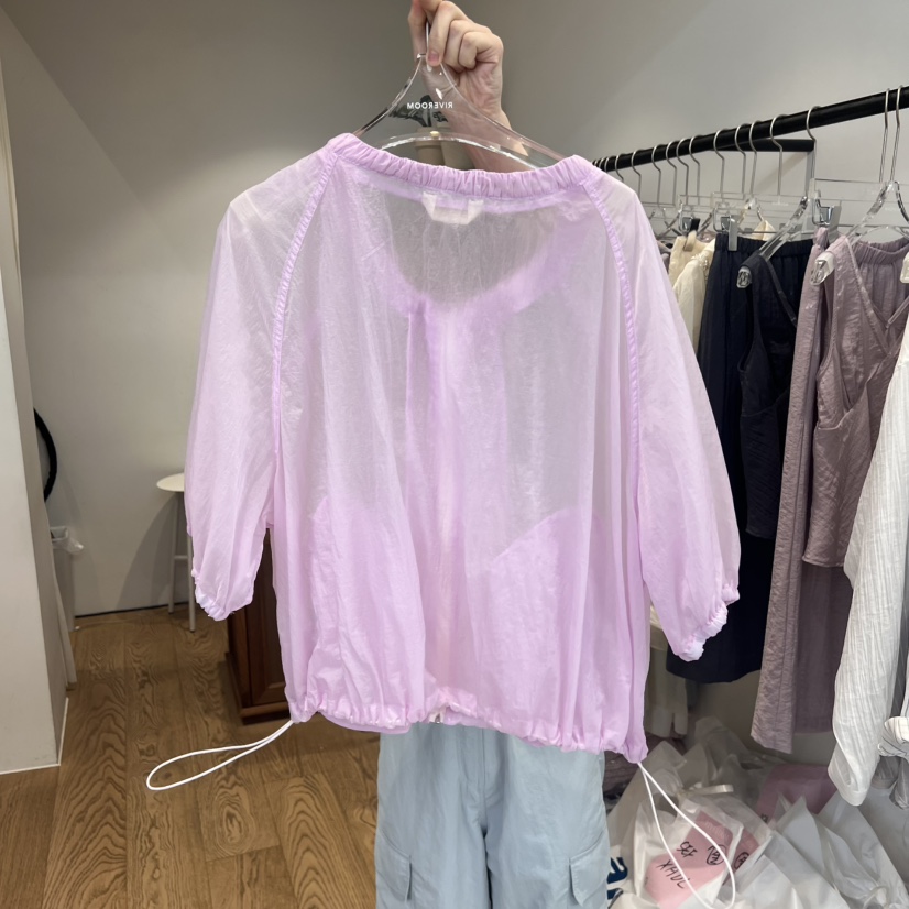 RIVEROOM東大門㊣實拍女裝新品職業25春夏休閑襯衫蕾絲衫尼龍RIVEROOM襯衫/蕾絲衫