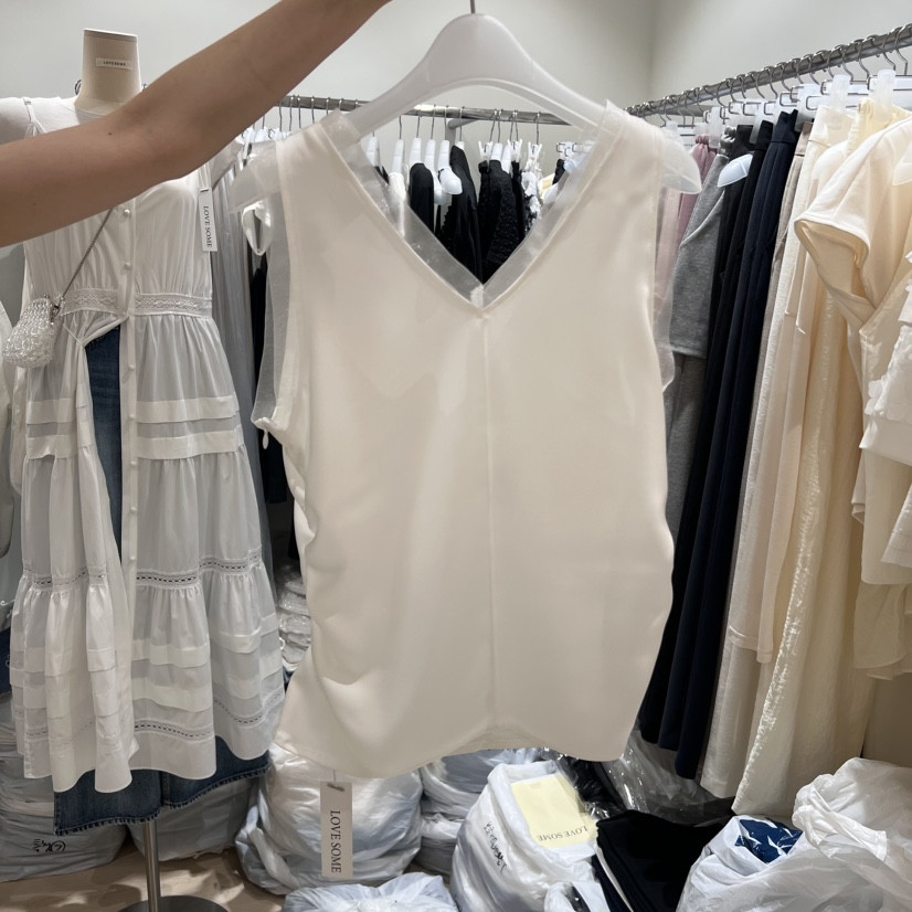 LOVE SOME東大門㊣直郵女裝新款時尚真品人氣吊帶背心褶皺LOVE SOME吊帶/背心