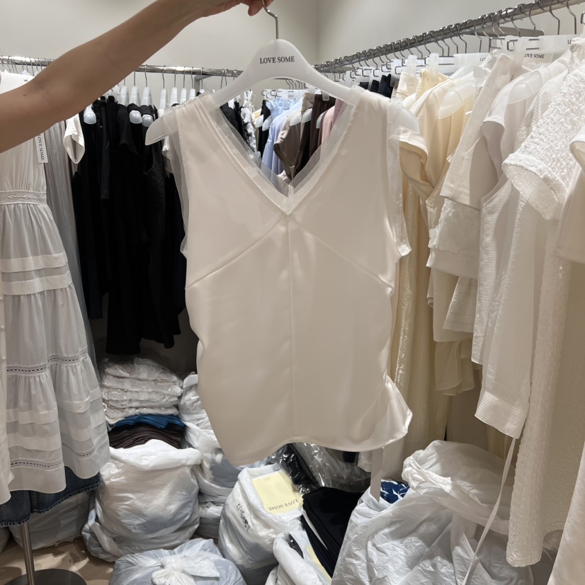 LOVE SOME東大門㊣直郵女裝新款時尚真品人氣吊帶背心褶皺LOVE SOME吊帶/背心