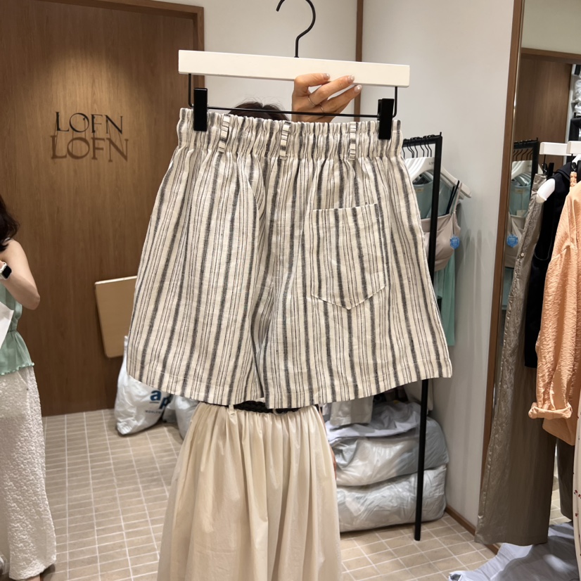 LOFN韓國代購㊣女士新款真品職業推薦時尚休閑25春夏短褲亞麻LOFN短褲
