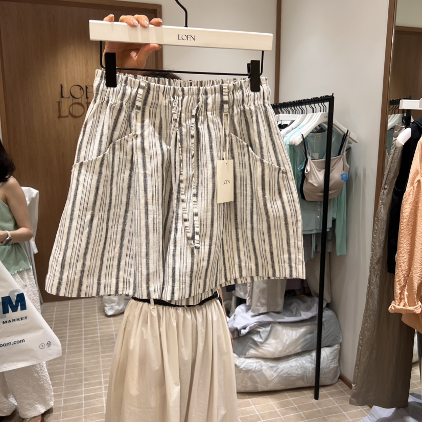 LOFN韓國代購㊣女士新款真品職業推薦時尚休閑25春夏短褲亞麻LOFN短褲