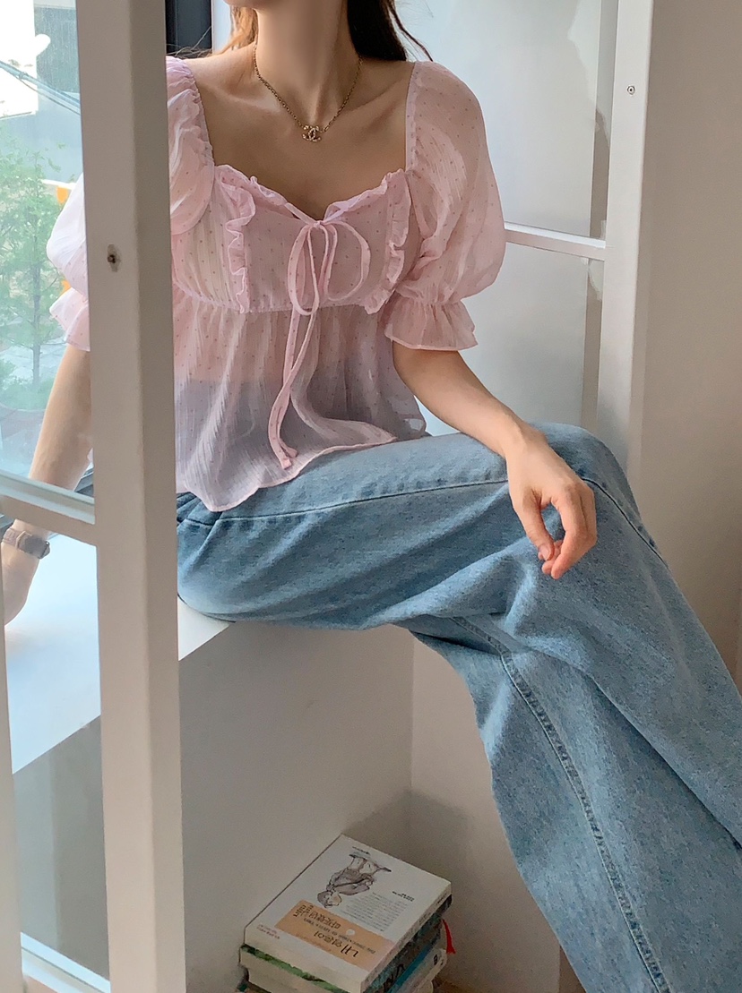 CRONG韓國直郵㊣女士新款時尚推薦休閑真品人氣熱賣襯衫蕾絲衫CRONG襯衫/蕾絲衫