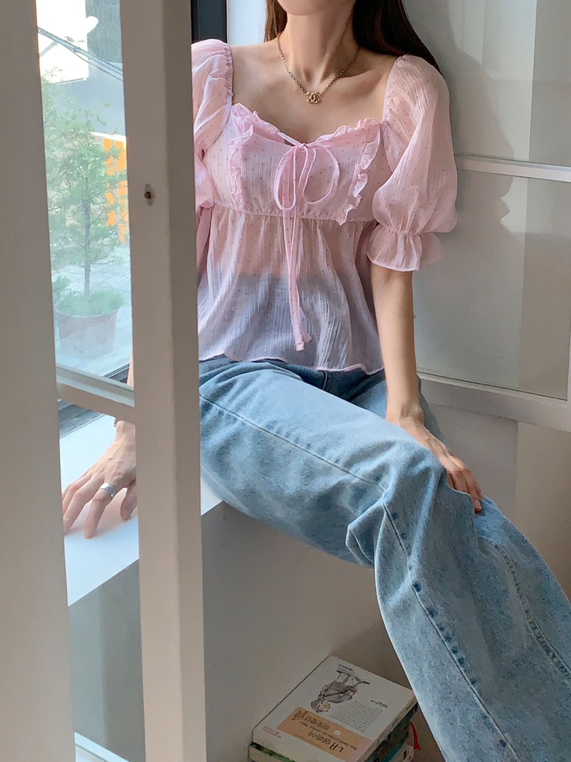 CRONG韓國直郵㊣女士新款時尚推薦休閑真品人氣熱賣襯衫蕾絲衫CRONG襯衫/蕾絲衫