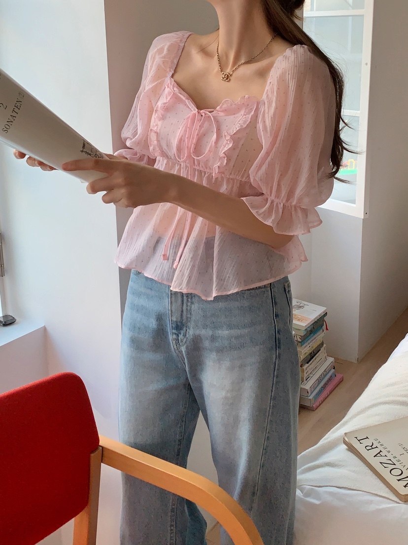 CRONG韓國直郵㊣女士新款時尚推薦休閑真品人氣熱賣襯衫蕾絲衫CRONG襯衫/蕾絲衫
