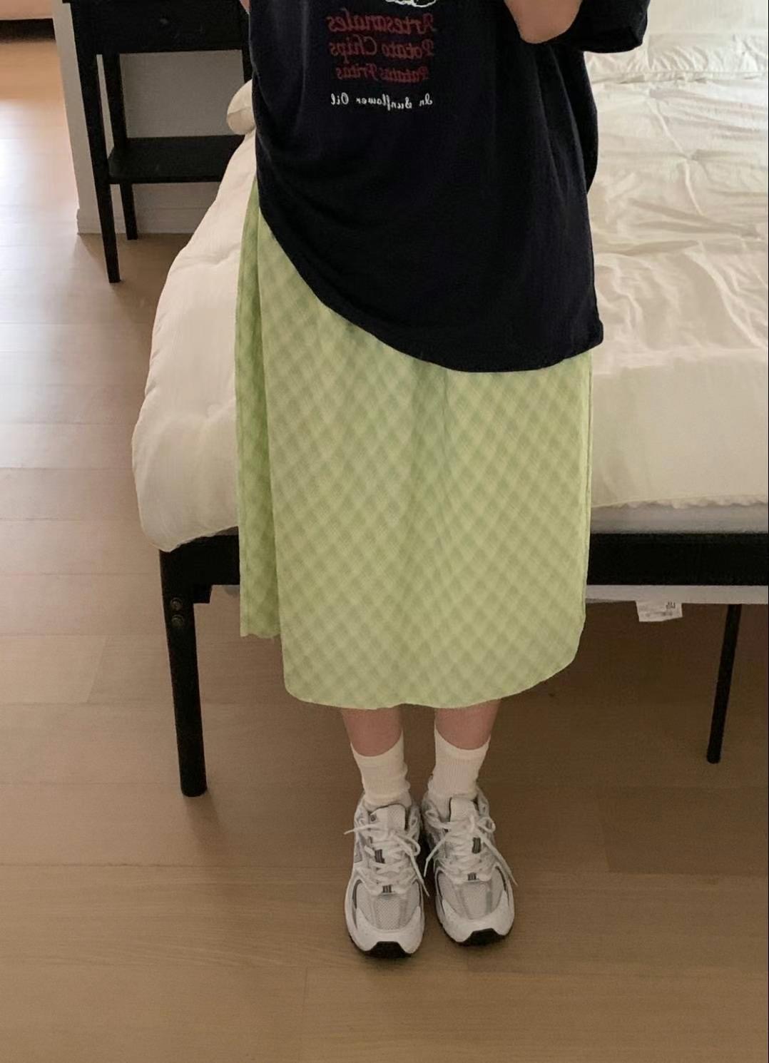 GAMGAK韓國直郵㊣女士新品人氣推薦職業休閑半身裙中短裙格紋GAMGAK半身裙/中短裙
