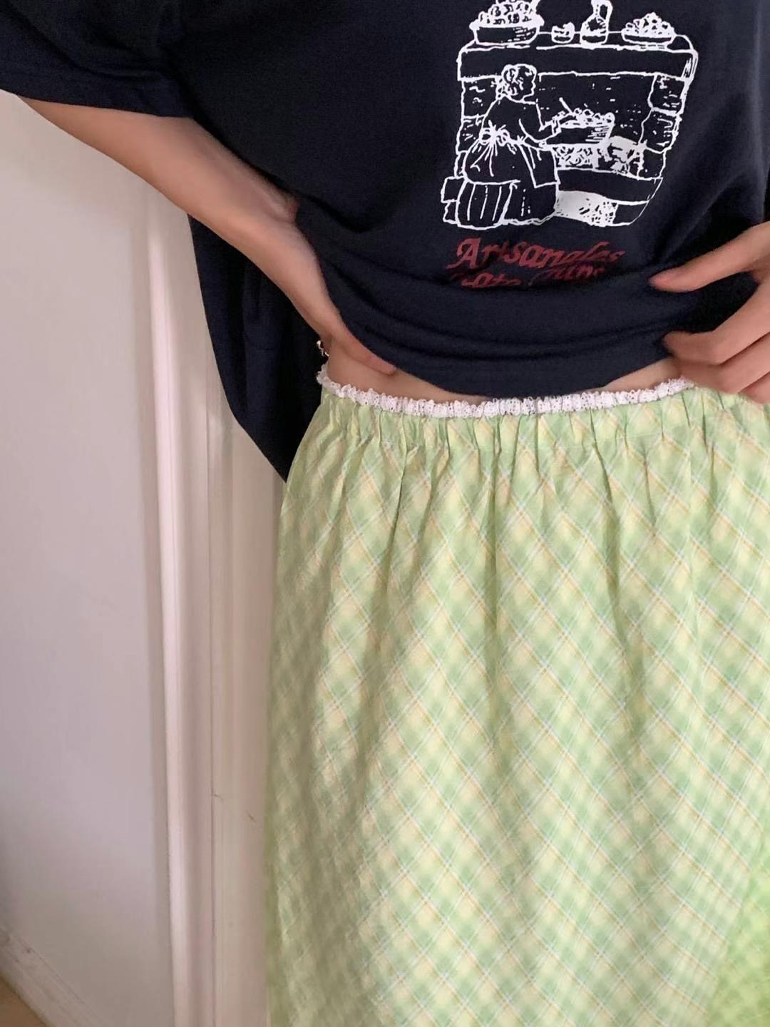 GAMGAK韓國直郵㊣女士新品人氣推薦職業休閑半身裙中短裙格紋GAMGAK半身裙/中短裙