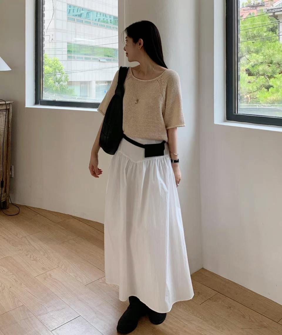 GAMGAK東大門㊣代購女裝新品時尚25春夏半身裙中短裙不含腰帶GAMGAK半身裙/中短裙