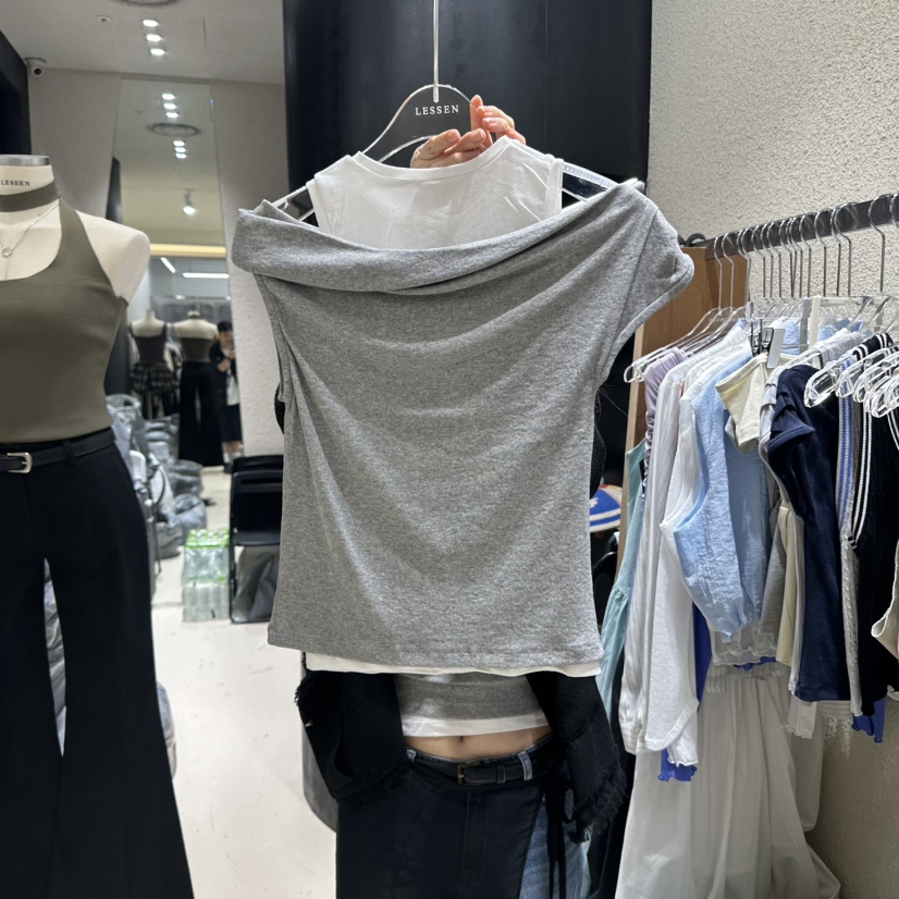 LESSEN韓國直郵㊣女士新款時尚人氣推薦25春夏休閑職業真品T恤LESSENT恤