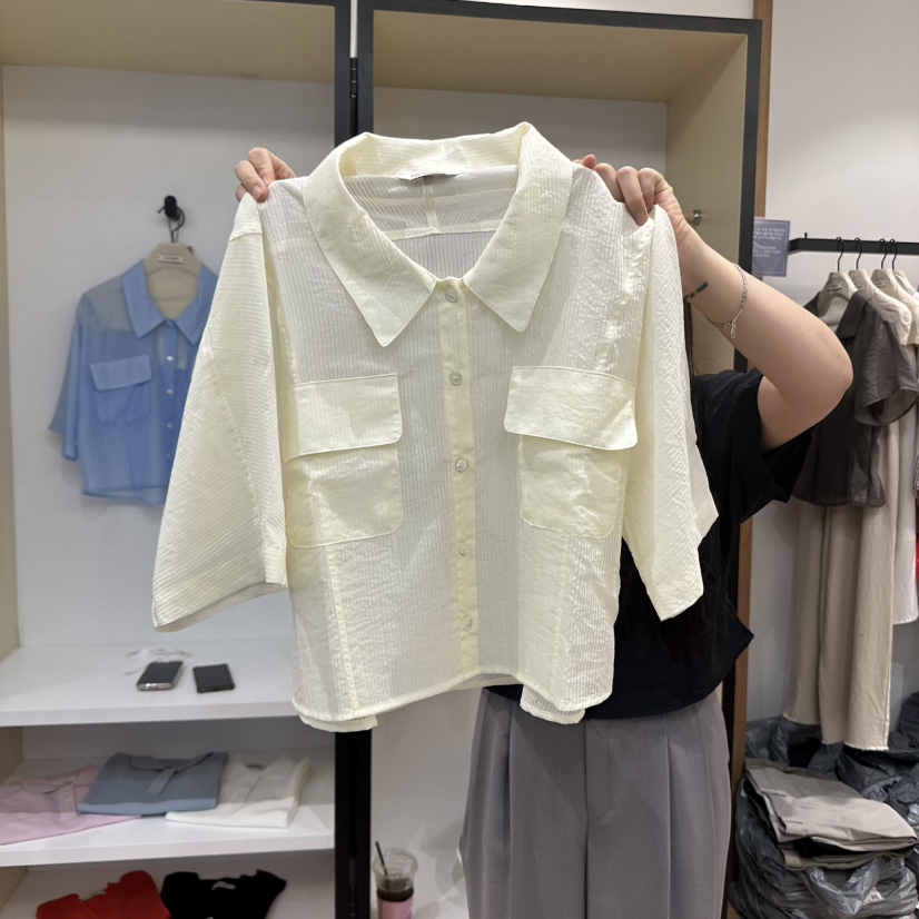 MUYBIEN東大門㊣直郵女士新品熱賣休閑時尚職業25春夏襯衫蕾絲衫MUYBIEN襯衫/蕾絲衫