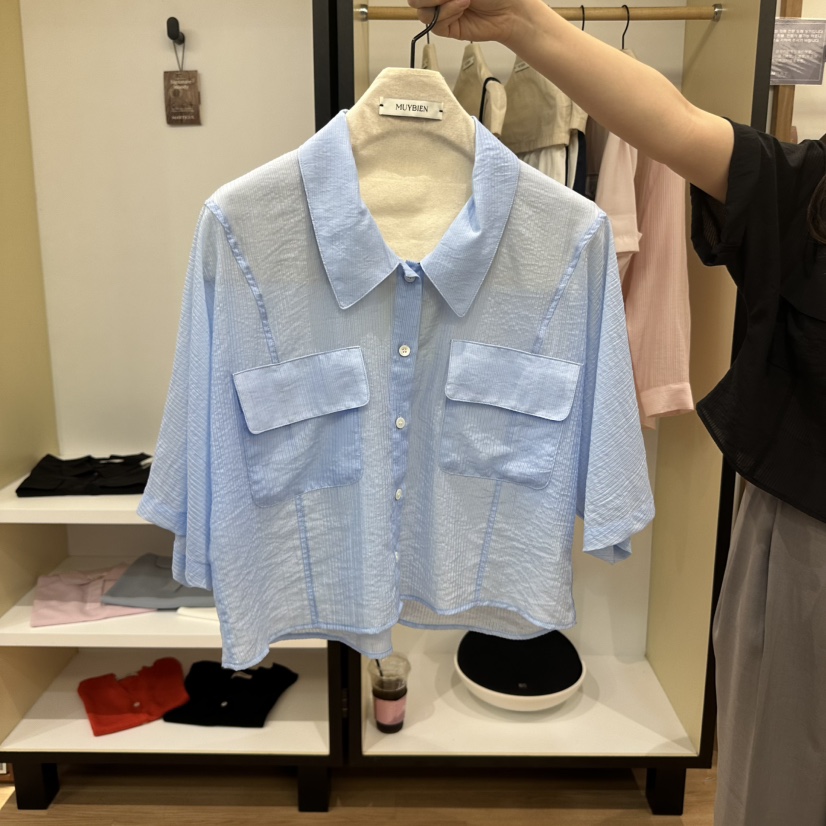 MUYBIEN東大門㊣直郵女士新品熱賣休閑時尚職業25春夏襯衫蕾絲衫MUYBIEN襯衫/蕾絲衫圖色2