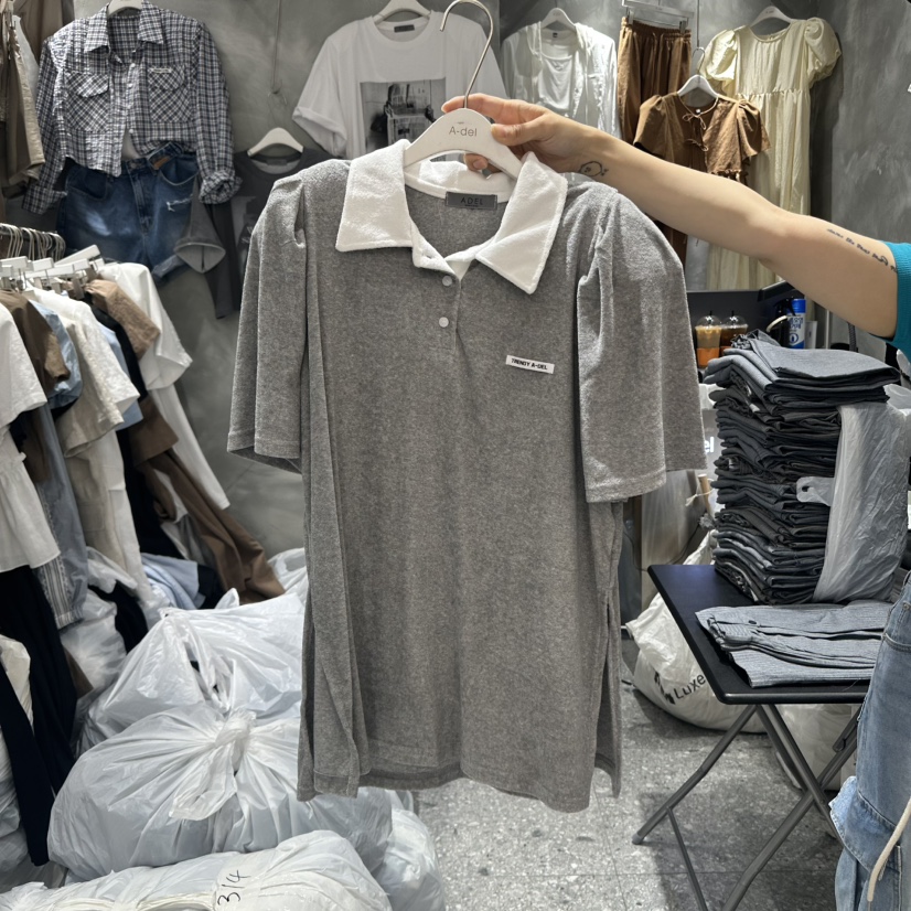 A-DEL韓國代購㊣女裝新品休閑職業熱賣25春夏真品時尚推薦T恤A-DELT恤圖色2
